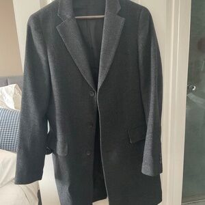 Men’s Uniqlo Chester Wool Cashmere Blend Overcoat Long Charcoal Plaid S small